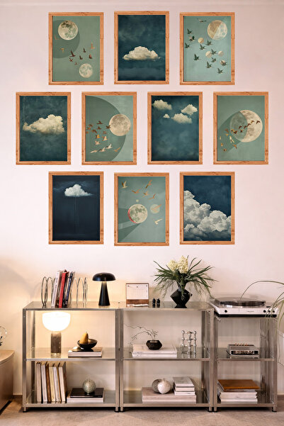 UNT Set de 10 tablouri minimaliste în stil japonez Feng Shui cu aspect de cad...