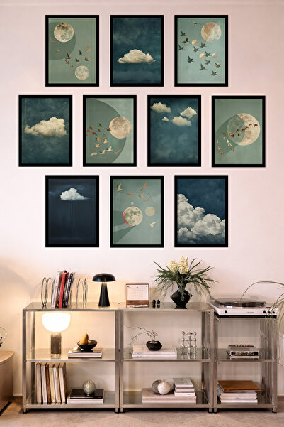 UNT Set de 10 tablouri minimaliste în stil japonez Feng Shui cu aspect de cad...