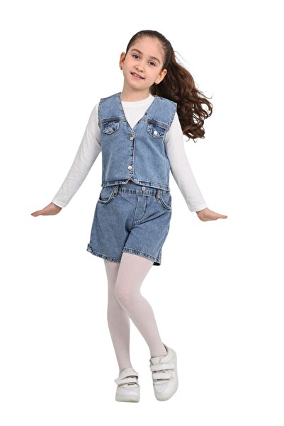 ERDEM KIDS Girl's Cotton Jean Denim Buttoned Denim Vest