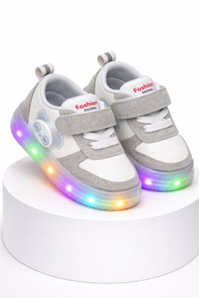 Superbaby Gray sneakers with lights for boys Panda Bear