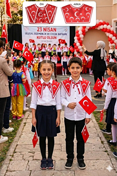 nurfemina Türk Bayraklı Ay Yıldız Desenli Çocuk Yaka Fular - Çok Amaçlı Çocuk...