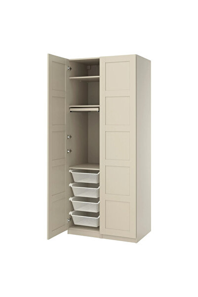 IKEA Bej Modern Kapaklı Gardırop 100x60x236 cm