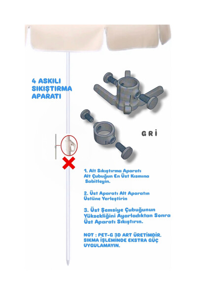 Salıncak Plaj Şemsiyesi Boru Sıkıştırma / Birleştirme Aparatı