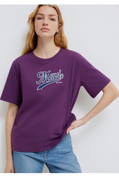 Mavi Γυναικείο μπλουζάκι με τυπωμένο λογότυπο, κανονική εφαρμογή, 100% βαμβάκι