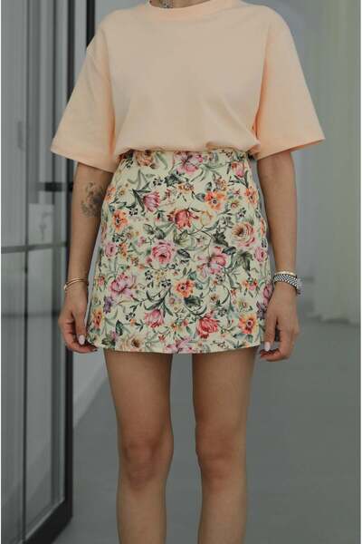 Havoş Yellow Marble Patterned Mini Skirt