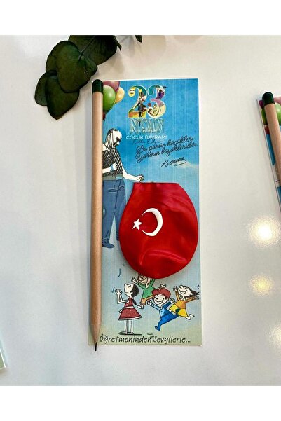 Mapel 10 Adet 23 Nisan Hediyelik, Kalemli Kart Balonlu Set, Okul hediyelik
