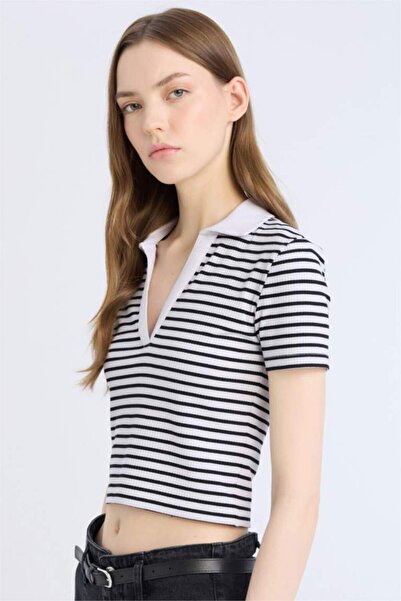 LC Waikiki Fitted Striped Polo Neck Short Sleeve T-Shirt
