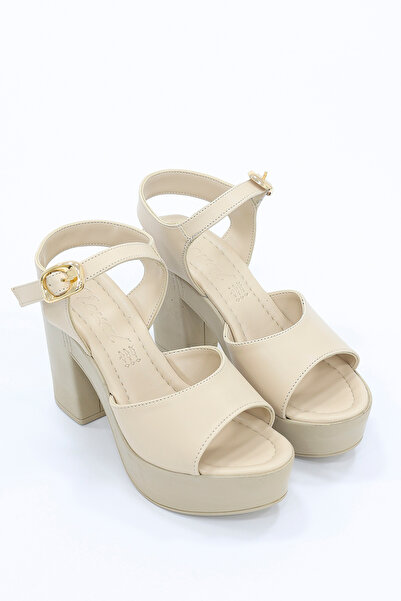 kajal ayakkabı Nvl 163 Flat Strap Adjustable Buckle Detailed Platform Heeled ...