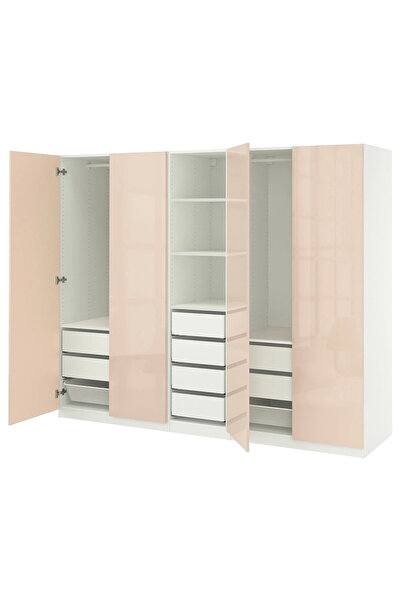 IKEA Beyaz Şık Kapaklı Gardırop 250x60x201 cm