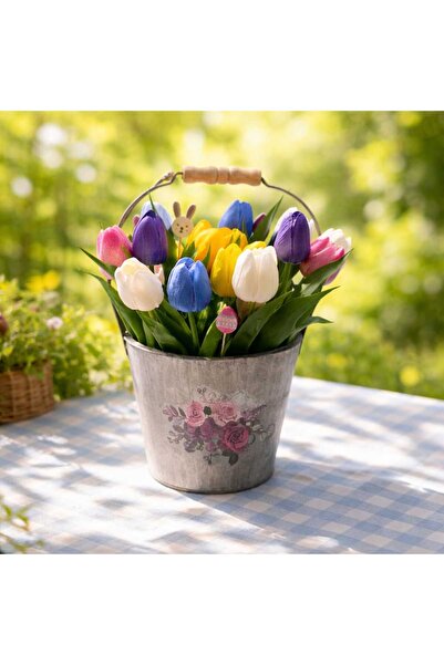 victiny Aranjament floral galetusa decorata cu lalele din spuma