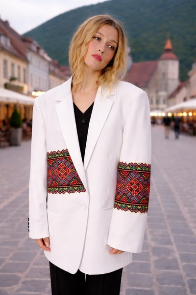 Lavanta Tekstil Patterned Oversize Blazer Jacket