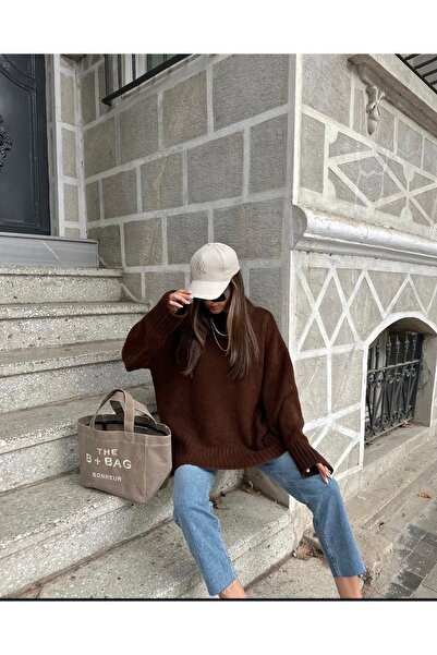 modayaselam Soft Texture Crew Neck Oversize Knitwear Sweater