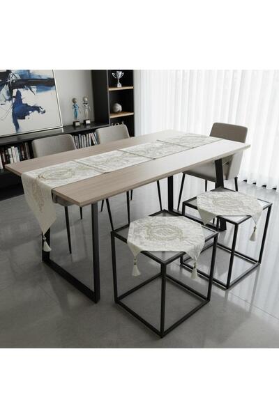 CB.B. TÜRK İŞİ HOME طقم صالون مكون من 4 قطع، طقم مفرش طاولة، طقم باديه موديل ...