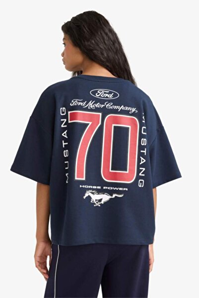 LC Waikiki Ford Motor Company Oversize Wide Fit Crew Neck Back Printed Short ...