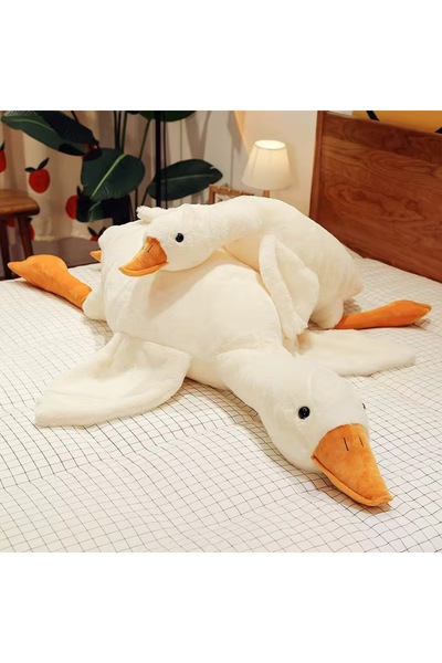 tm tech marketi 130cm Büyük Boy Beyaz Kaz Peluş Oyuncak Uyku Arkadaşı