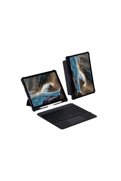 T5209D iPad Pro 12.9 (2021) Kılıf İnter Ledli Klavyeli Tablet Kılıfı - Siyah
