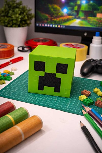 BASKIMARKETİM Minecraft Ceeper Led Mumlu Lamba