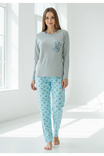 Serena Γυναικείες βαμβακερές πυτζάμες με μακριά μανίκια και μακρύ παντελόνι