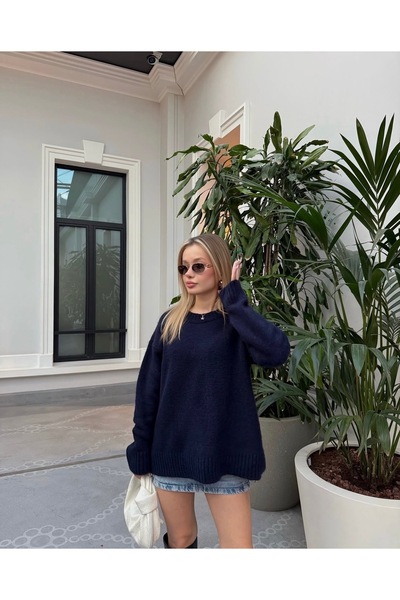 modayaselam Soft Texture Crew Neck Oversize Knitwear Sweater