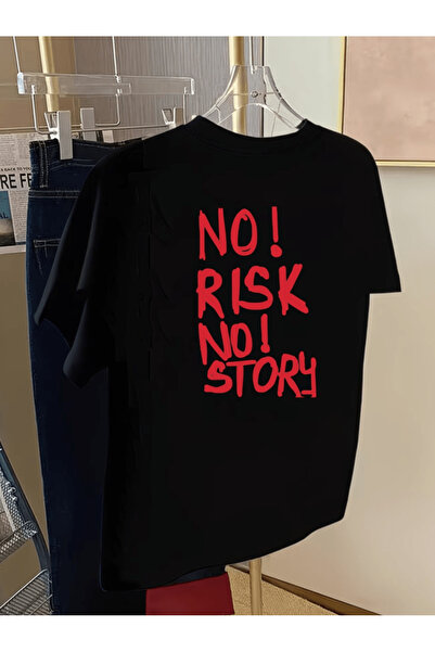 one button No risk no story back printed premium oversize t-shirt