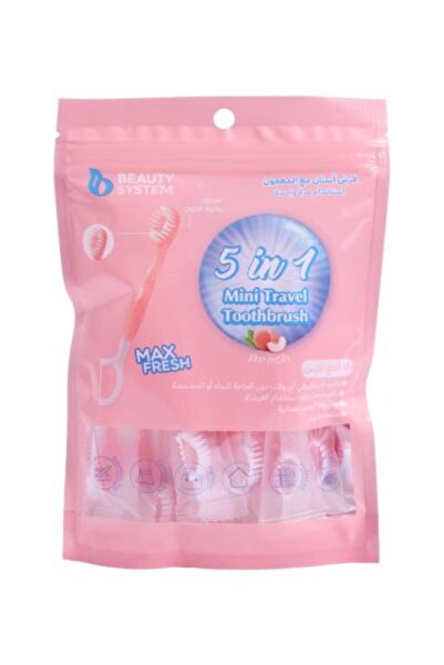 BEAUTY SYSTEM Toothbrush and Toothpaste with Dental Floss Peach Flavor - 10 P...