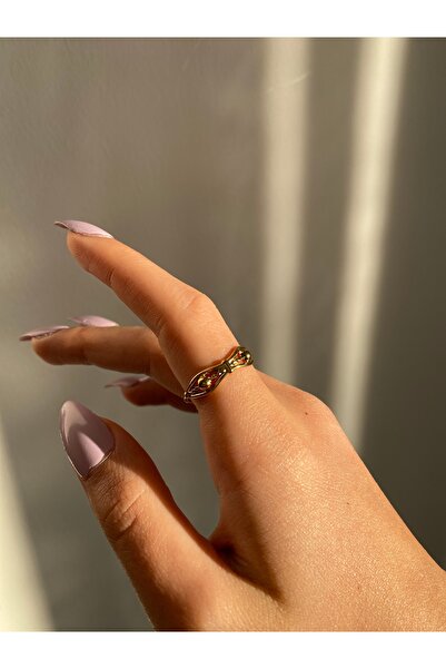 Selay Accessory خاتم ذهبي ملتوي بتفاصيل دقيقة، خاتم نسائي عصري