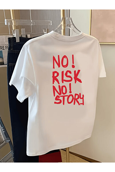 one button No risk no story back printed premium oversize t-shirt