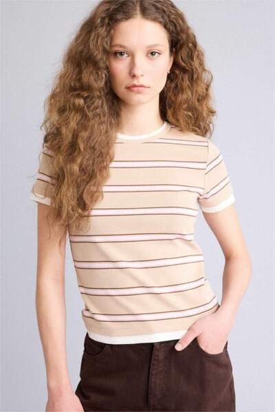 LC Waikiki Regular Fit Striped Ribbed T-Shirt