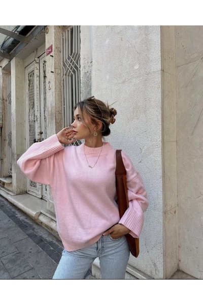 modayaselam Soft Texture Crew Neck Oversize Knitwear Sweater