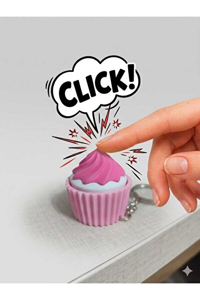 Luvena سلسلة مفاتيح بتصميم كب كيك مع زر صوتي لتزيين الحقائب