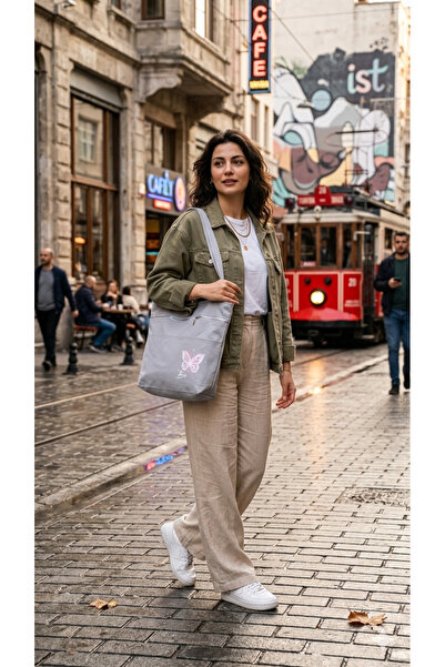 RMY MODA Eco-Friendly Canvas Tote Bag with Butterfly Pattern and "Be" Letteri...