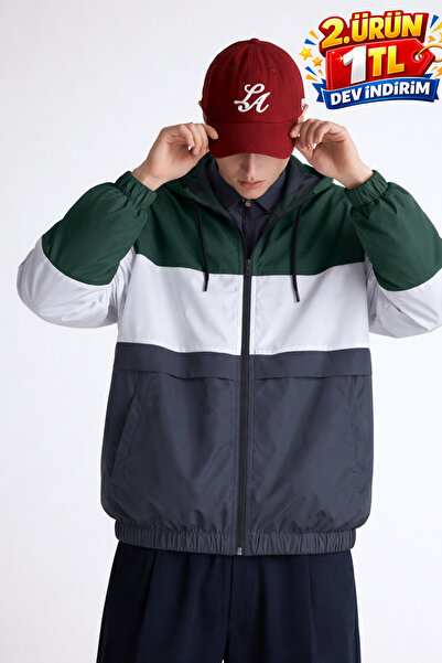 DAMGA JEANS Men's Elite Comfort Patterned Green Raincoat & Windbreaker with P...