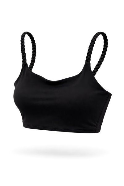 Hola Tait Women's Black Lightly Supported Knitted Strap Padded Sports Bra Bustier
