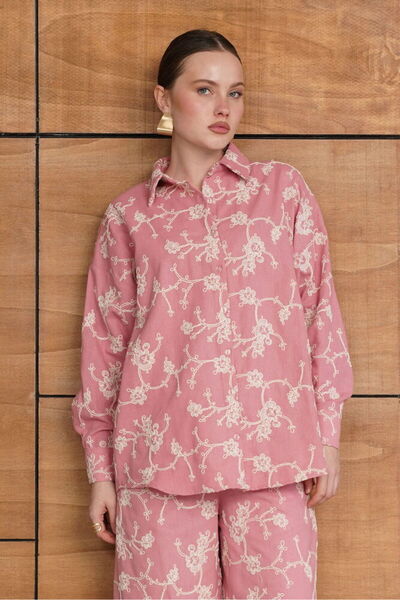 VERYMODA Nakışlı Gömlek - Pembe | F1951