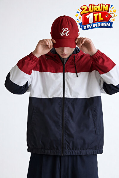 DAMGA JEANS Men's Elite Comfort Patterned Red Raincoat & Windbreaker with Poc...