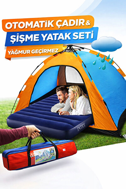 MUBX 10 Kişilik Aile Kamp Çadır Seti + Şişme Yataklı Taşıma Çantalı Çadır Seti