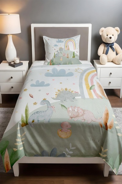 EVPANYA Cute Dinosaurs Garden Patterned Single Baby Kids Pique Set