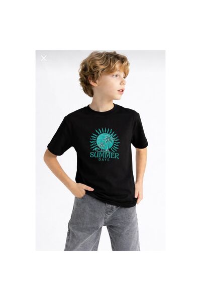 playwear Tricou unisex pentru copii, cu imprimeu Summer Days, 100% bumbac, cu...
