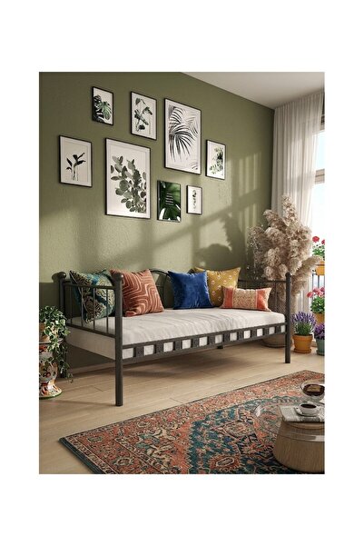 Missidea Kamelya Sedir Metal Siyah Karyola 100x200 cm