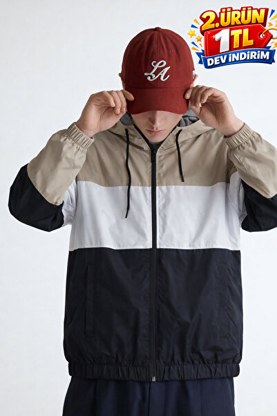 DAMGA JEANS Men's Elite Comfort Patterned White Raincoat & Windbreaker with P...