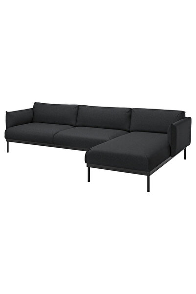 IKEA Siyah Lüks Kanepe - uzanma koltuklu 4'lü kanepe