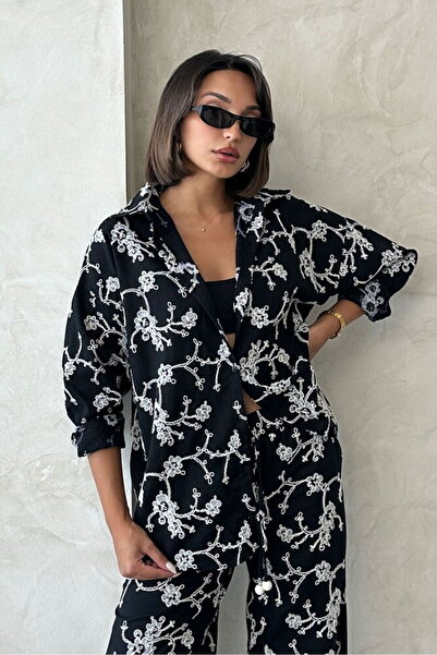 VERYMODA Cămașă brodată - Negru |   F1951