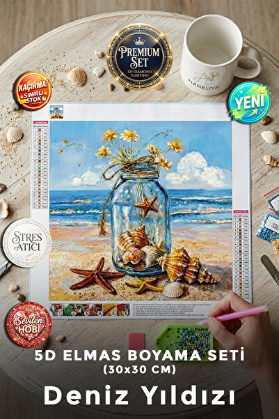 Haneliya 5D Elmas Boyama Seti | Diamond Painting Taşlı İşleme Boncuk Dizme Mo...