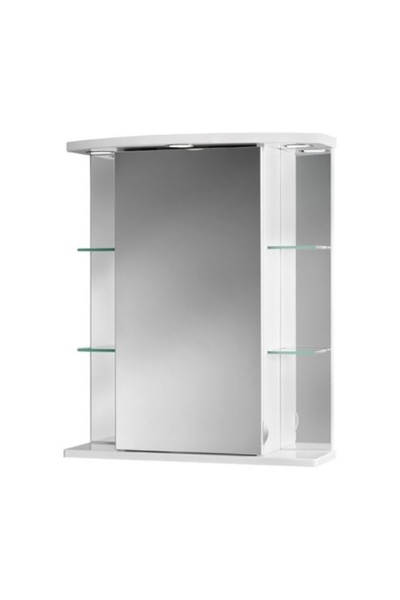 Escalate MDF Cabinet with Sliding Door and Mirror Side Panels, Integrated Lamps,