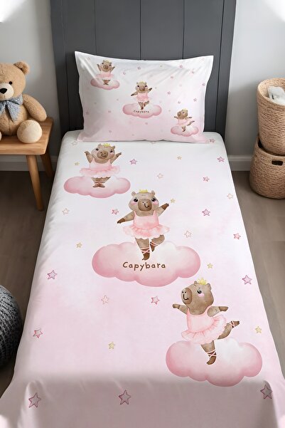 EVPANYA Ballerina Capybaras Patterned Bedspread and Pillowcase