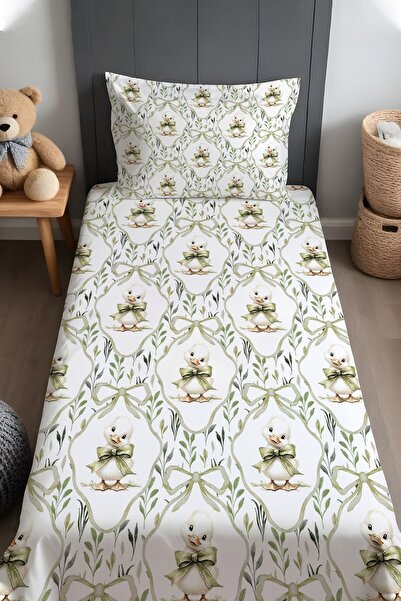 EVPANYA Elegant Duckling Garden Patterned Bedspread and Pillowcase