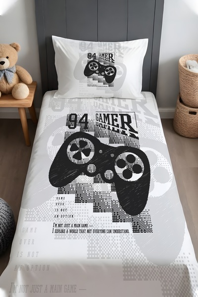 EVPANYA Legendary Gamer Patterned Bedspread and Pillowcase