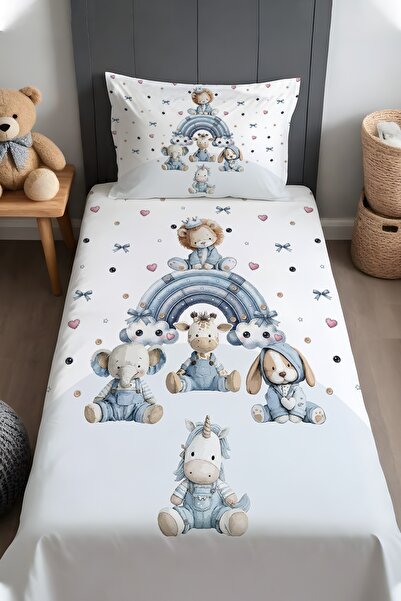 EVPANYA Blue Dream Team Patterned Bedspread and Pillowcase