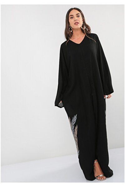Bousni Stylish Front Open Embroidered Abaya