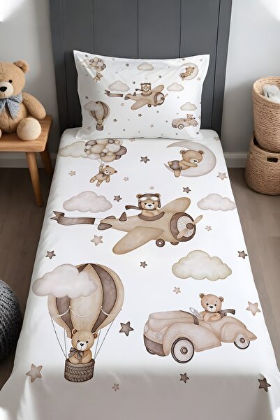 EVPANYA Pilot Teddy Bear Patterned Bedspread and Pillowcase